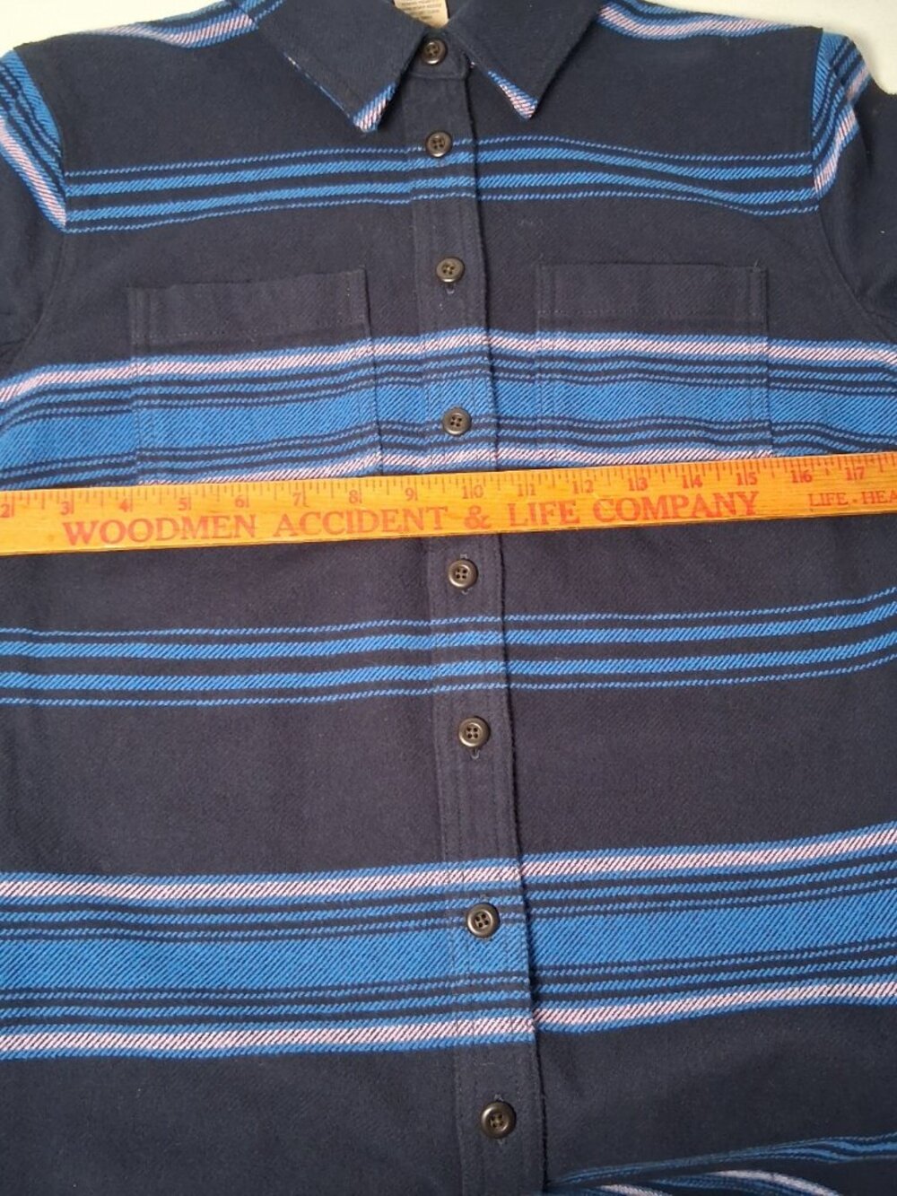 Duluth Trading Co Flannel Shirt Women XS Heritage Weight Stripe Blue Shacket New - Picture 3 of 13